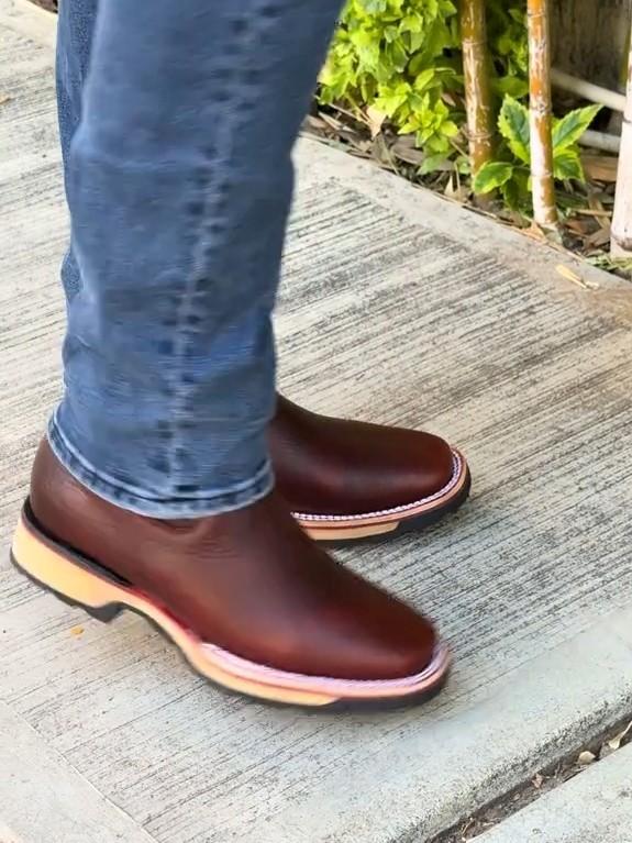 Men's Brown Square Toe Cowboy Leather Boots