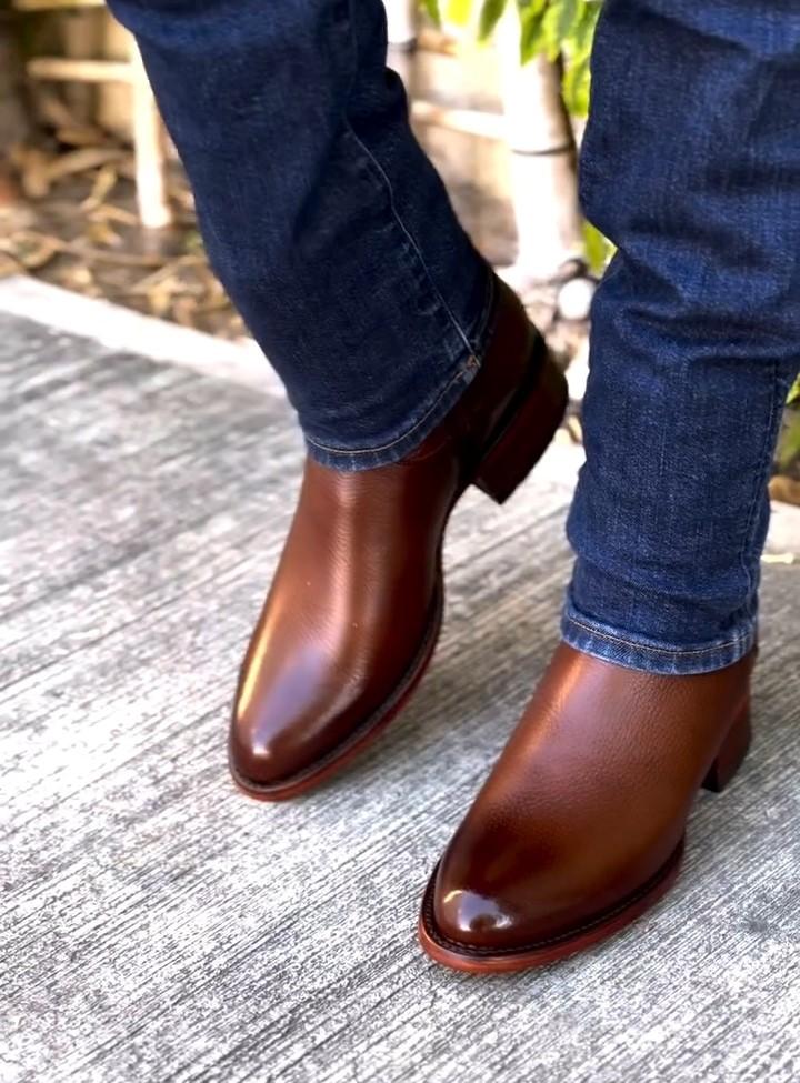 Men's Brown Deerskin Cowboy Boots
