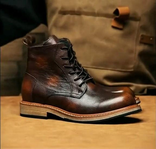Men's Brown Cowhide Casual Boots