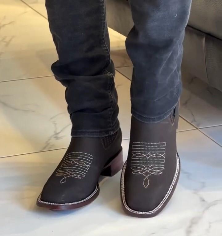 Men's Ankle Square Toe Cowboy Boots