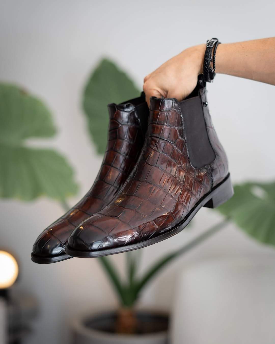 Sophisticated Luxury Crocodile Leather Chelsea Boots