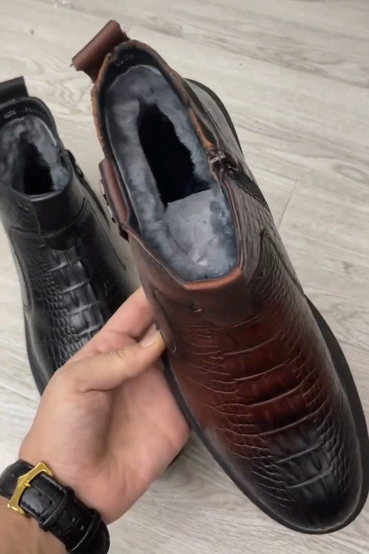 Handmade Leather Plush Warm Boots