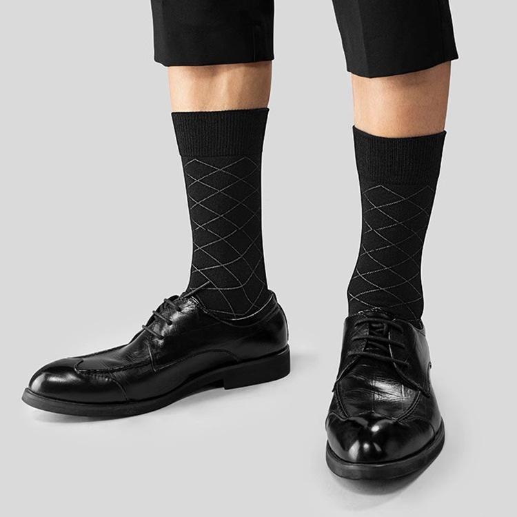 Men's Formal Leather Shoes Black Cotton Socks (5 pairs)