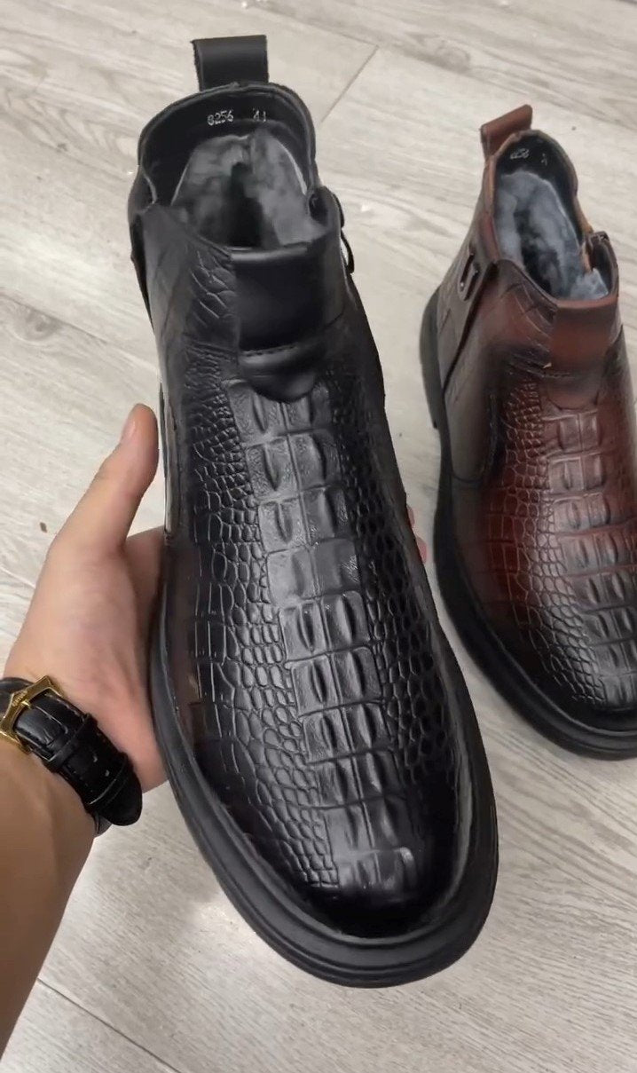 Handmade Leather Plush Warm Boots