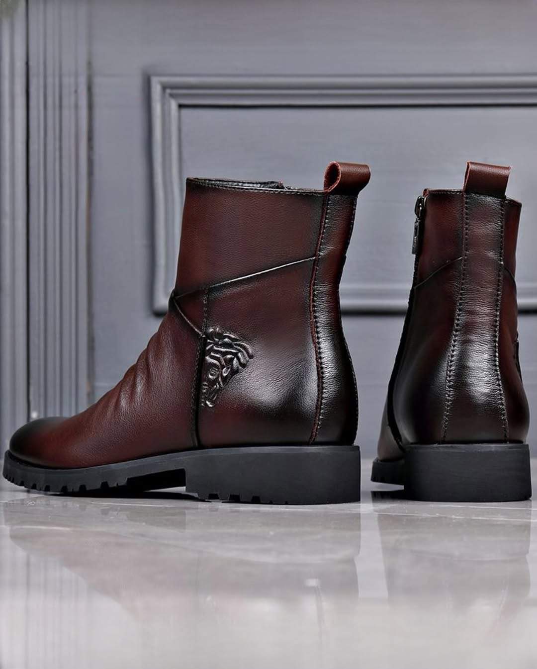 Natural Leather Non-slip Rubber Sole Leather Boots