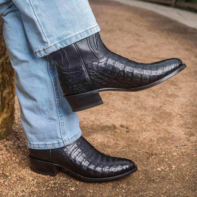 Men's Textured Detailed Caiman Boots