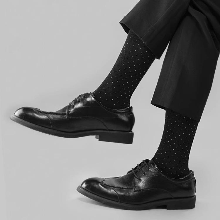 Men's Formal Leather Shoes Black Cotton Socks (5 pairs)