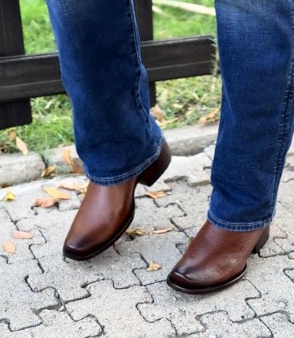 Men's Zippered Handmade Cowboy Leather Boots