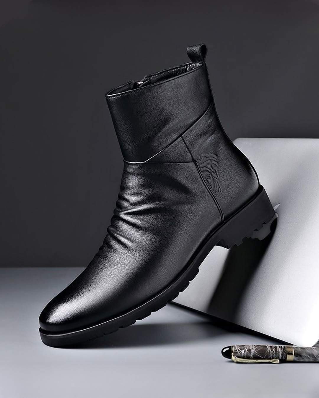 Natural Leather Non-slip Rubber Sole Leather Boots