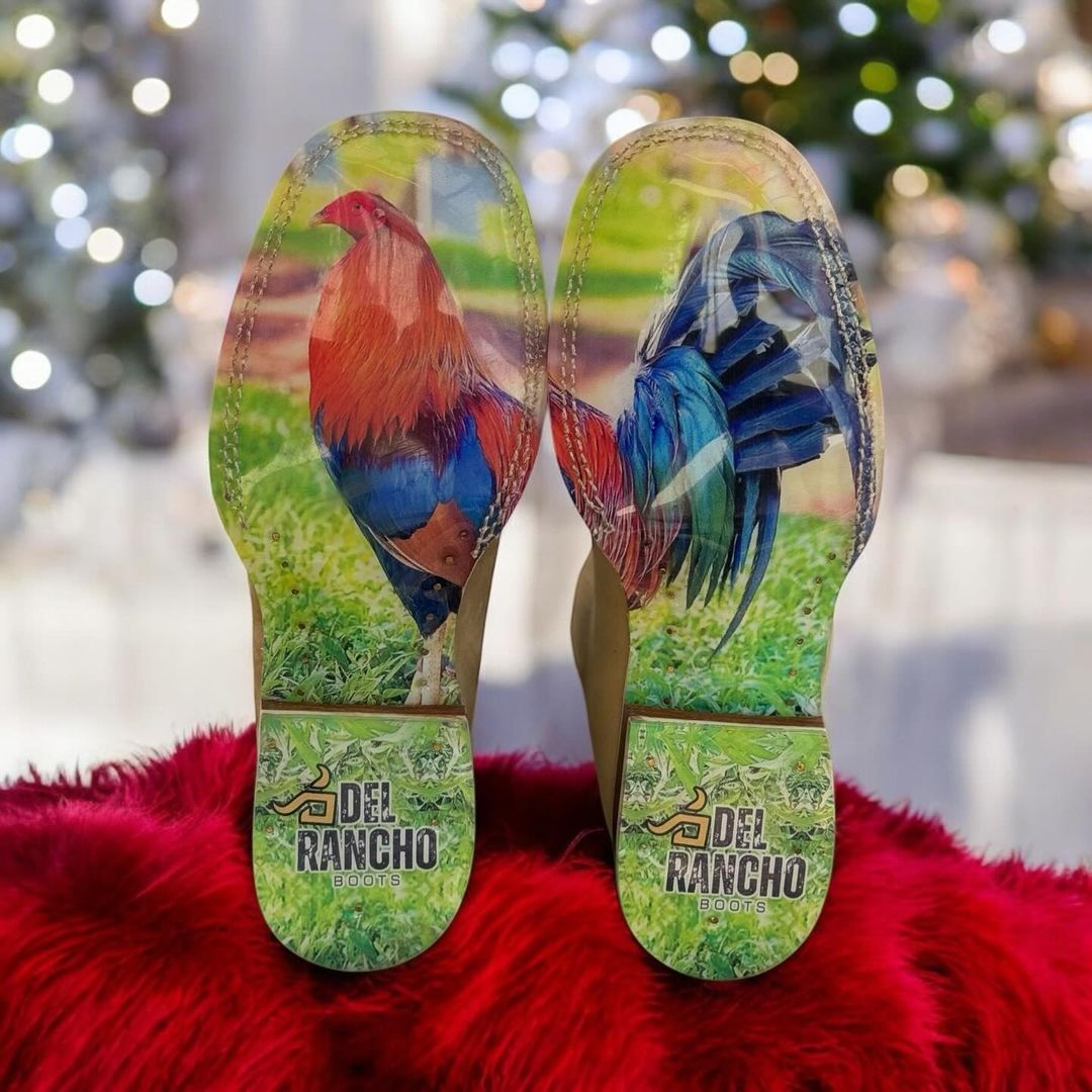 Suede Printed Sole Square Toe Boots