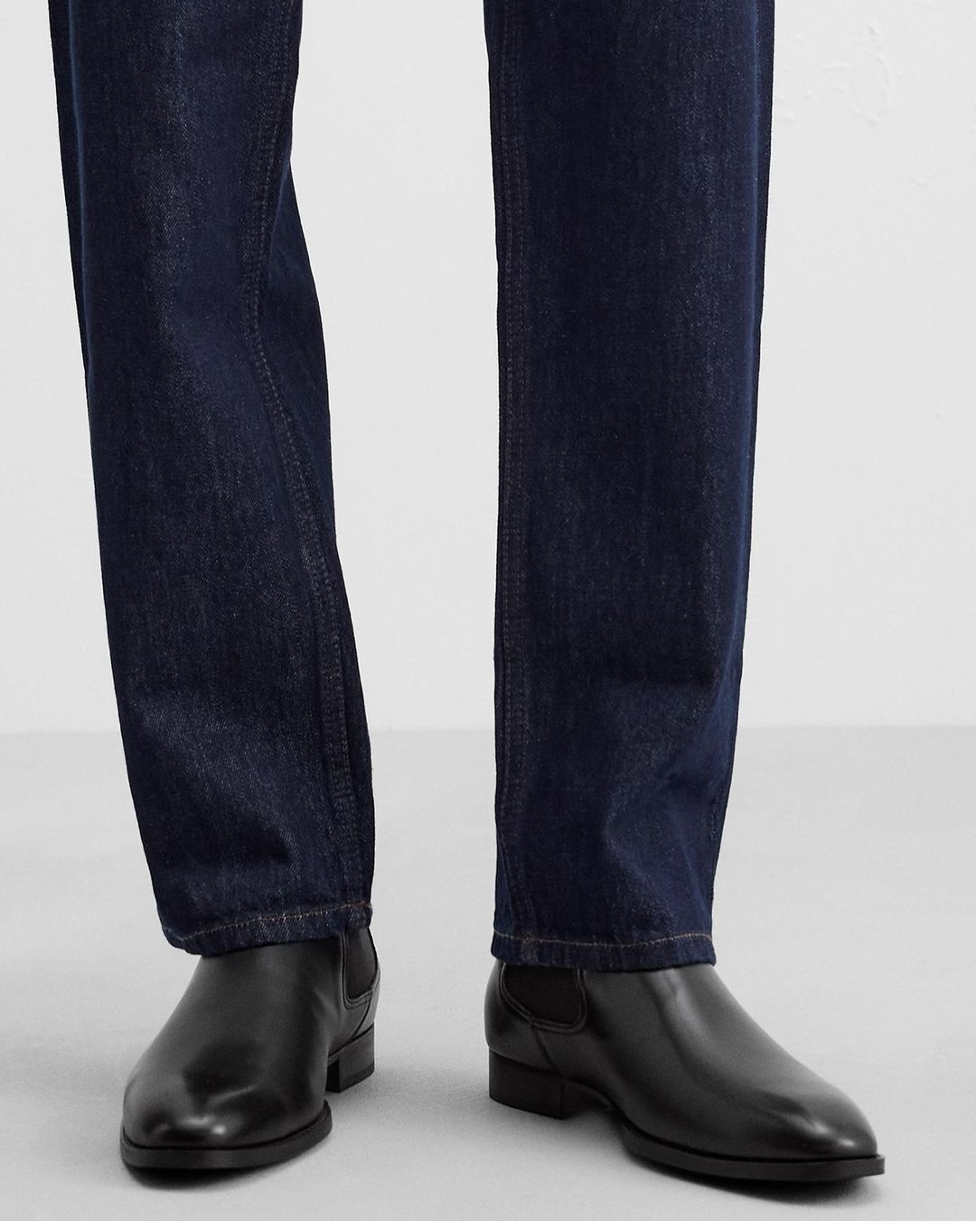 Men's Classic Black Leather Mid-calf Ankle Boots