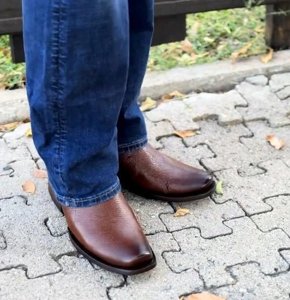 Men's Zippered Handmade Cowboy Leather Boots