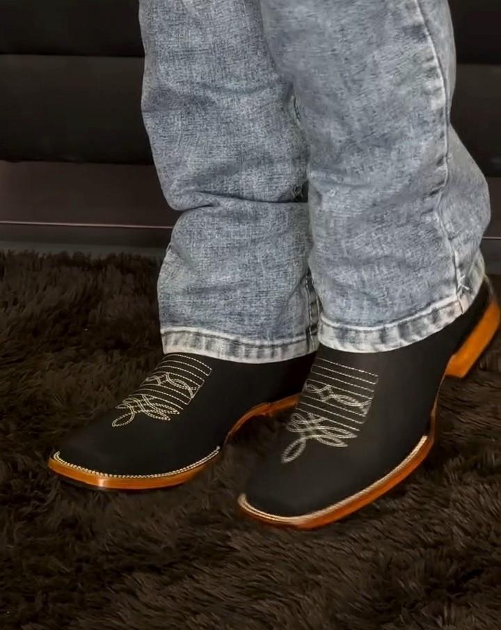 Black Suede Denim Ankle Boots