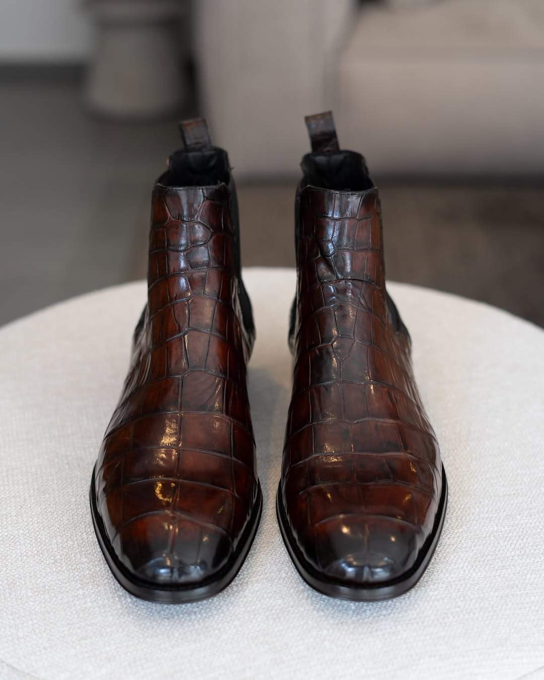 Sophisticated Luxury Crocodile Leather Chelsea Boots