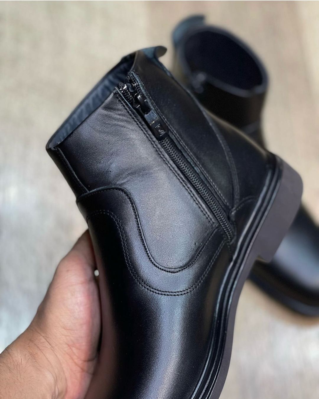 Men's Natural High Quality Zippered Leather Boots