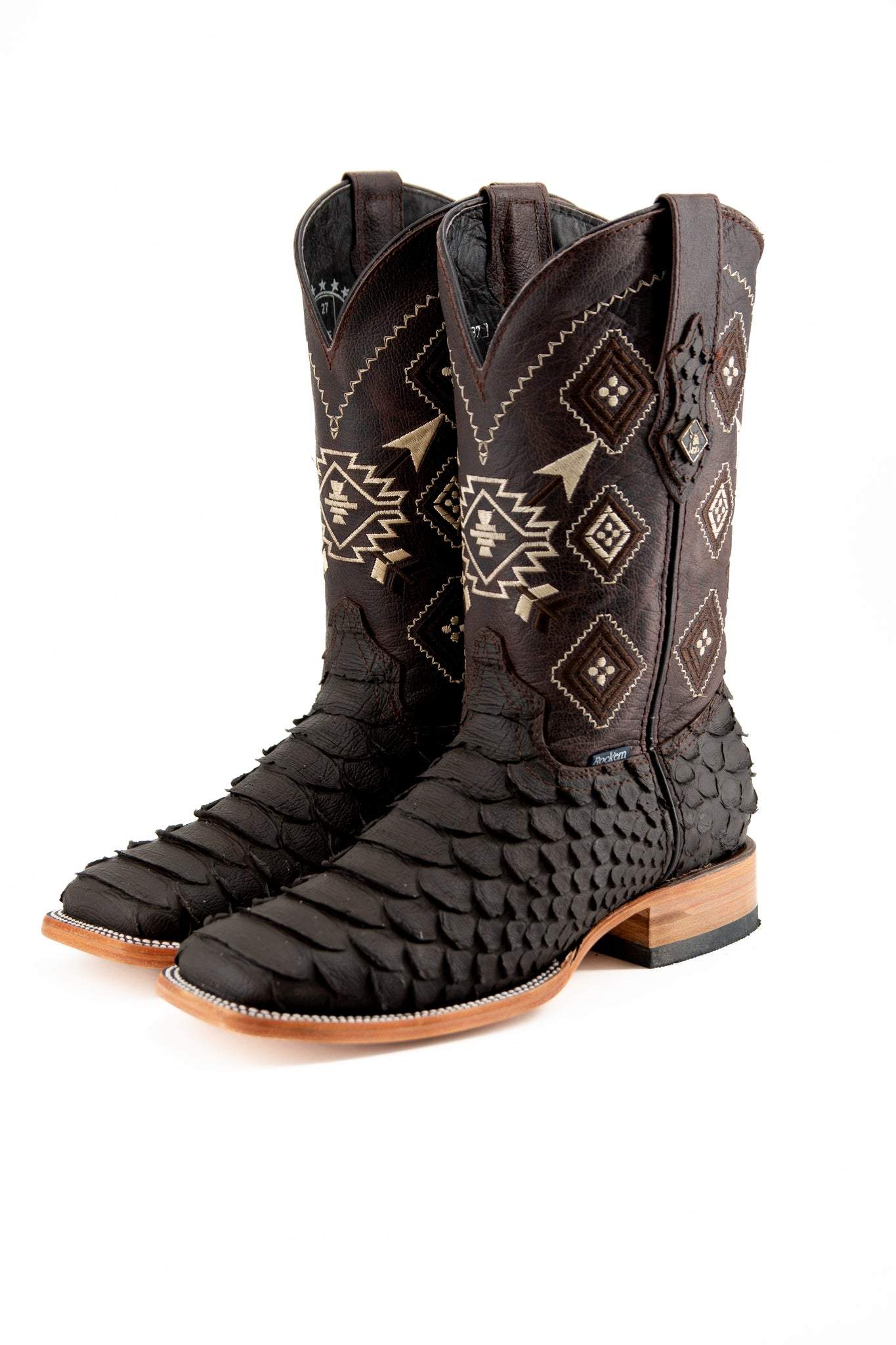 Men CowBoy Boots Black Matte