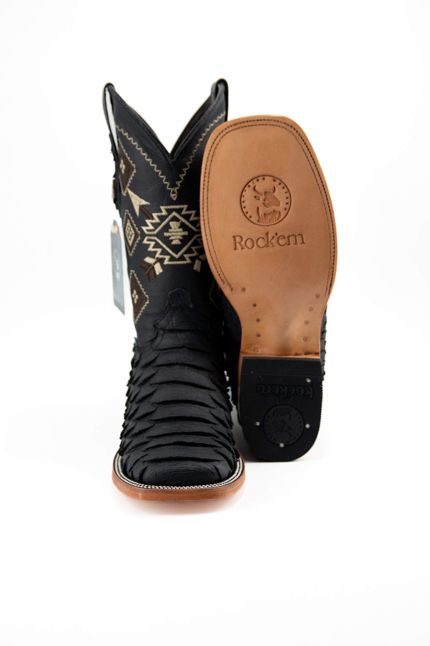 Men CowBoy Boots Black Matte