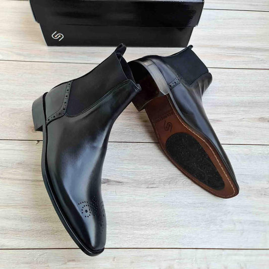 Men's Black Leather Chelsea Boots