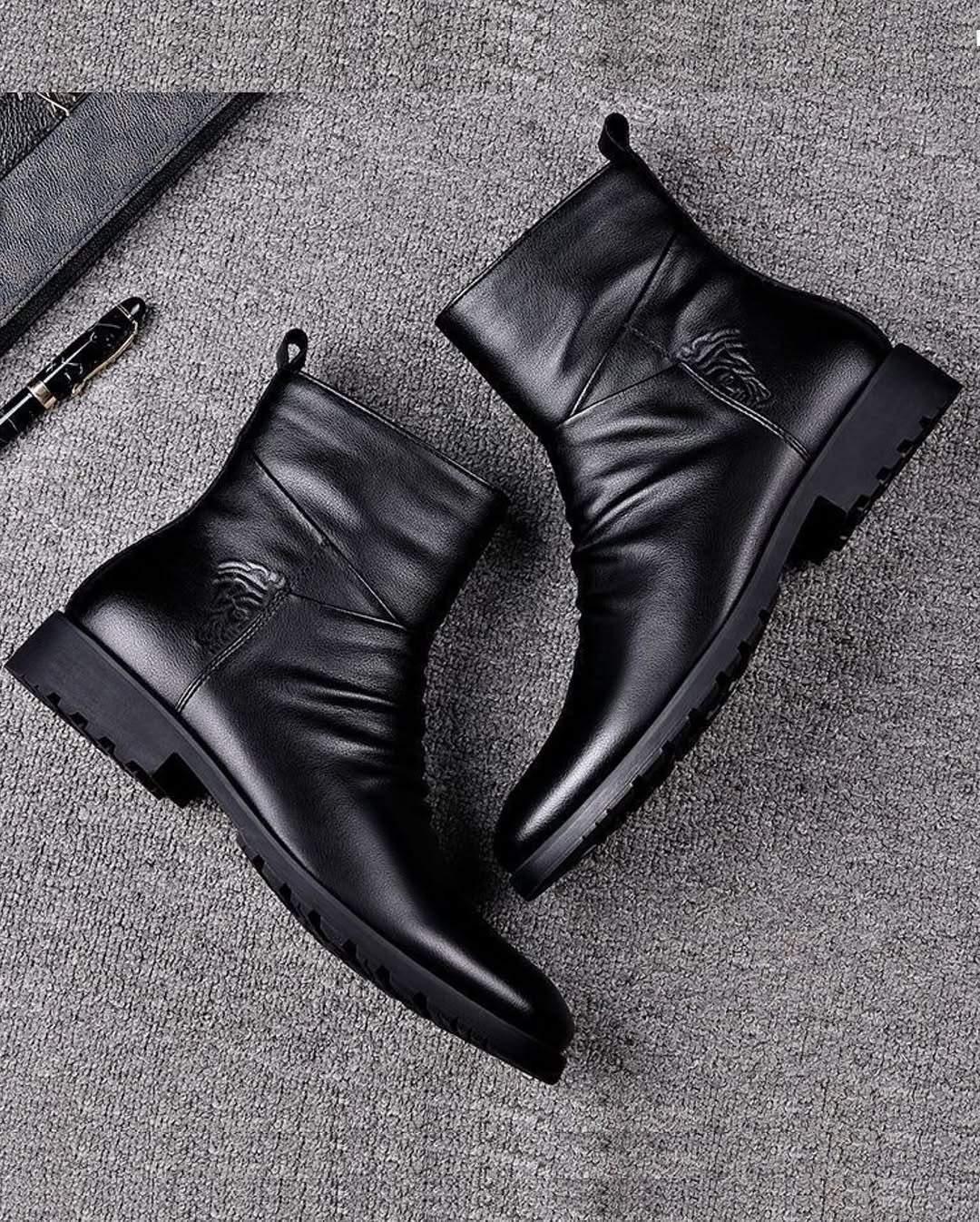 Natural Leather Non-slip Rubber Sole Leather Boots