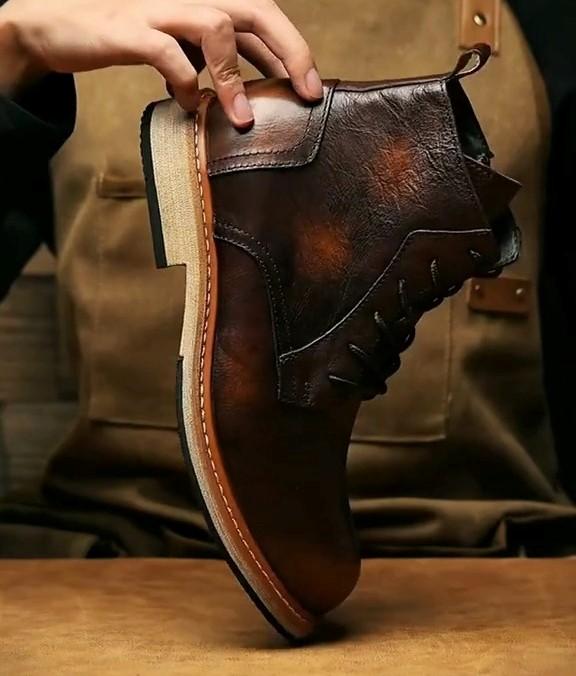 Men's Brown Cowhide Casual Boots