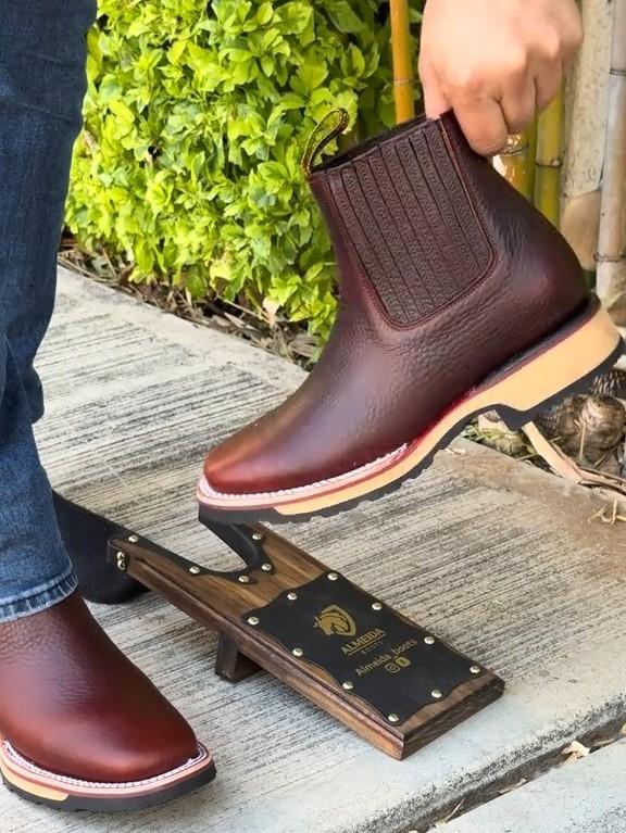 Men's Brown Square Toe Cowboy Leather Boots