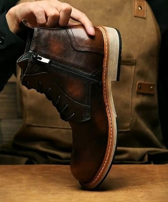Men's Brown Cowhide Casual Boots