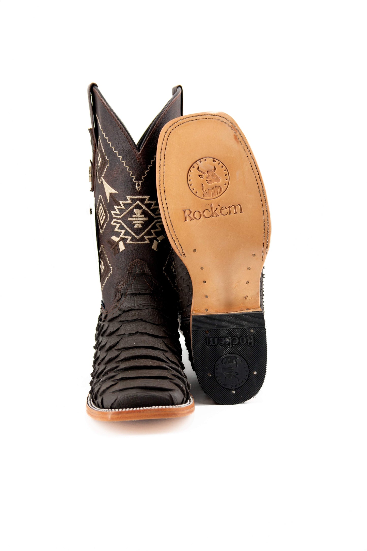 Men CowBoy Boots Black Matte