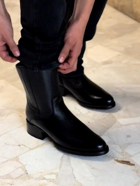 Men's Classic Black Leather High Boots