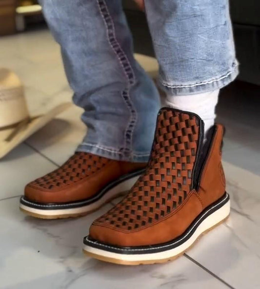 Handmade Double Zipper Square Toe Boots 2