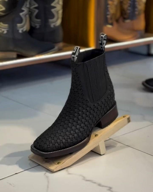 Classic Black Crocodile Leather Boots