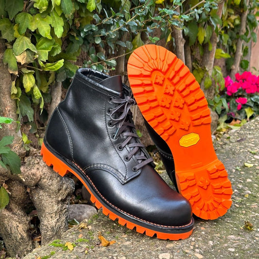 Men's Orange Bottom Classic Black Boots