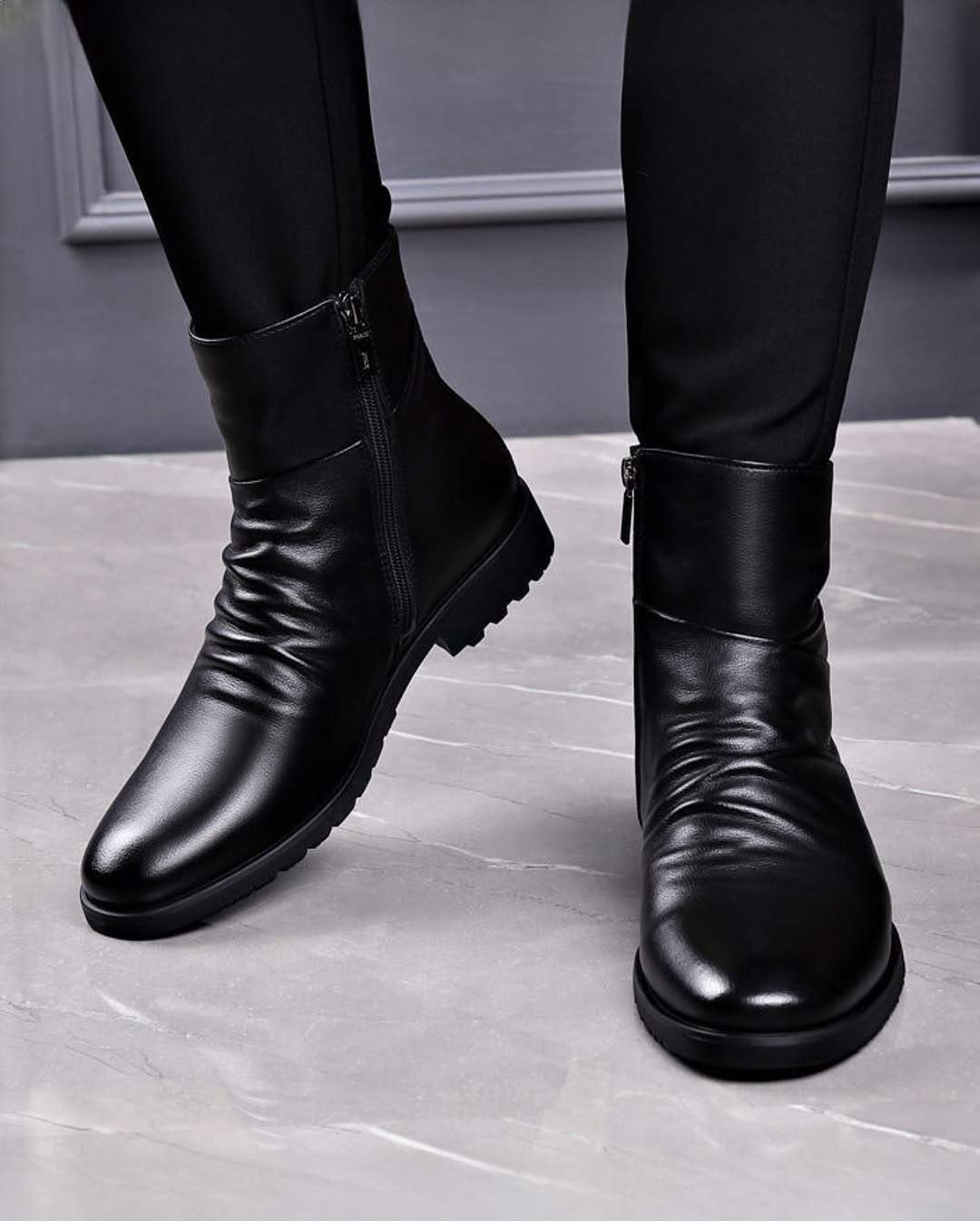 Natural Leather Non-slip Rubber Sole Leather Boots