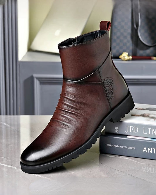 Natural Leather Non-slip Rubber Sole Leather Boots