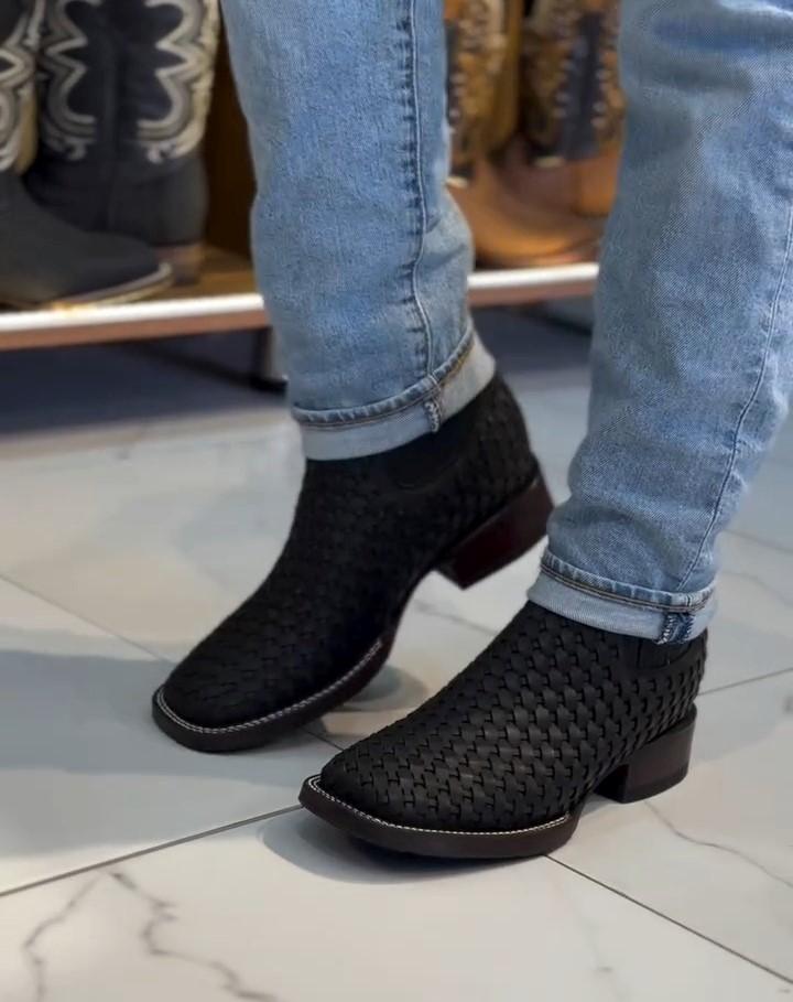 Classic Black Crocodile Leather Boots