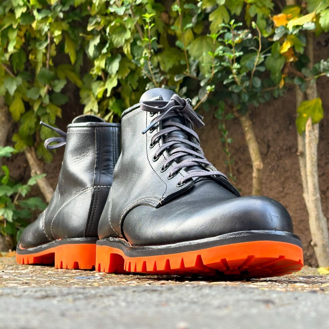 Men's Orange Bottom Classic Black Boots