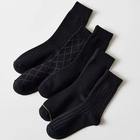 Men's Formal Leather Shoes Black Cotton Socks (5 pairs)