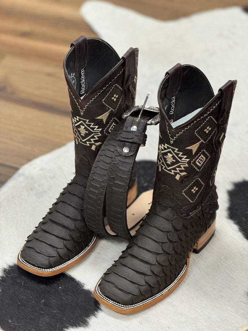 Men CowBoy Boots Black Matte