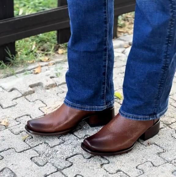 Men's Zippered Handmade Cowboy Leather Boots