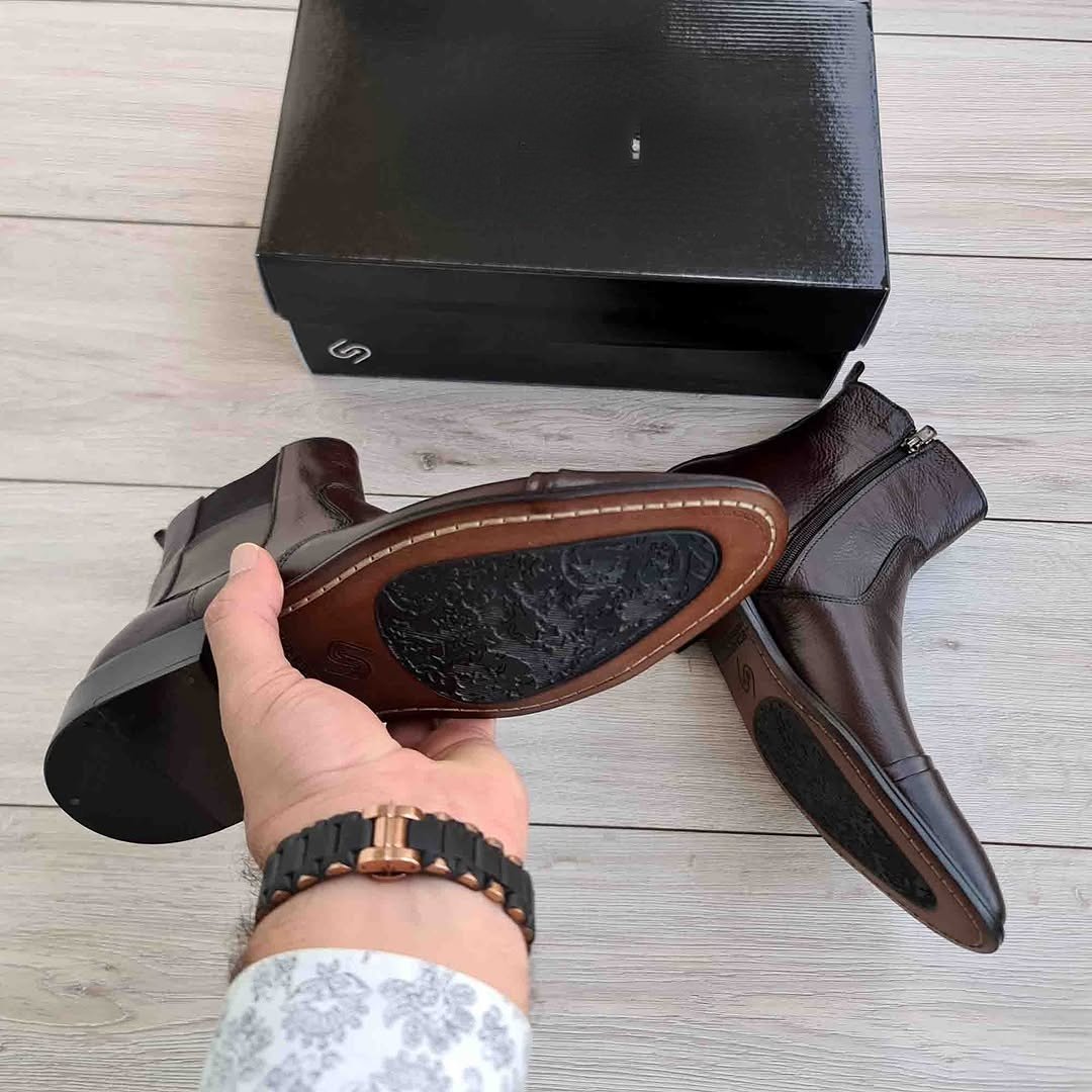 Men's Natural Leather Zipper Ankle Boots