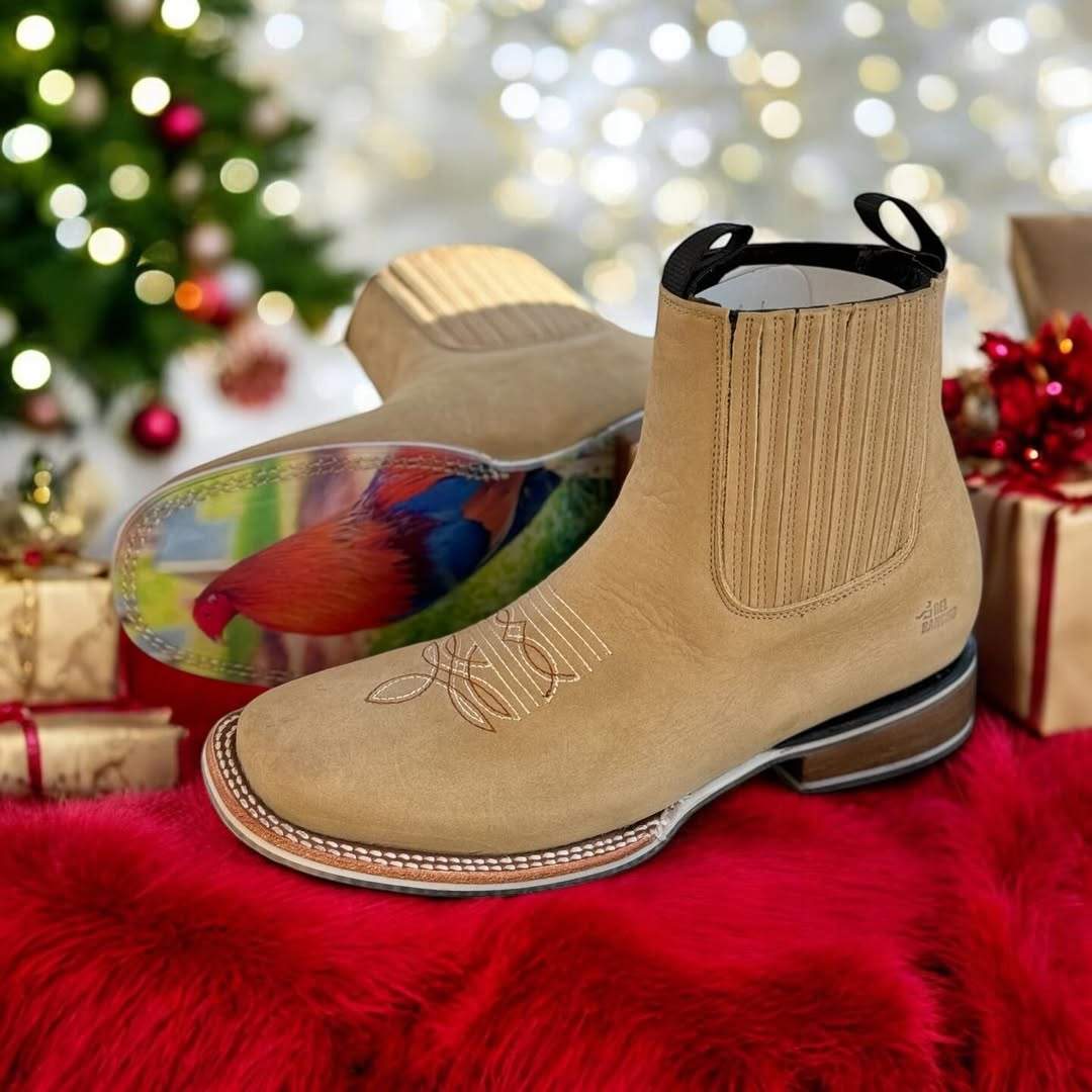 Suede Printed Sole Square Toe Boots
