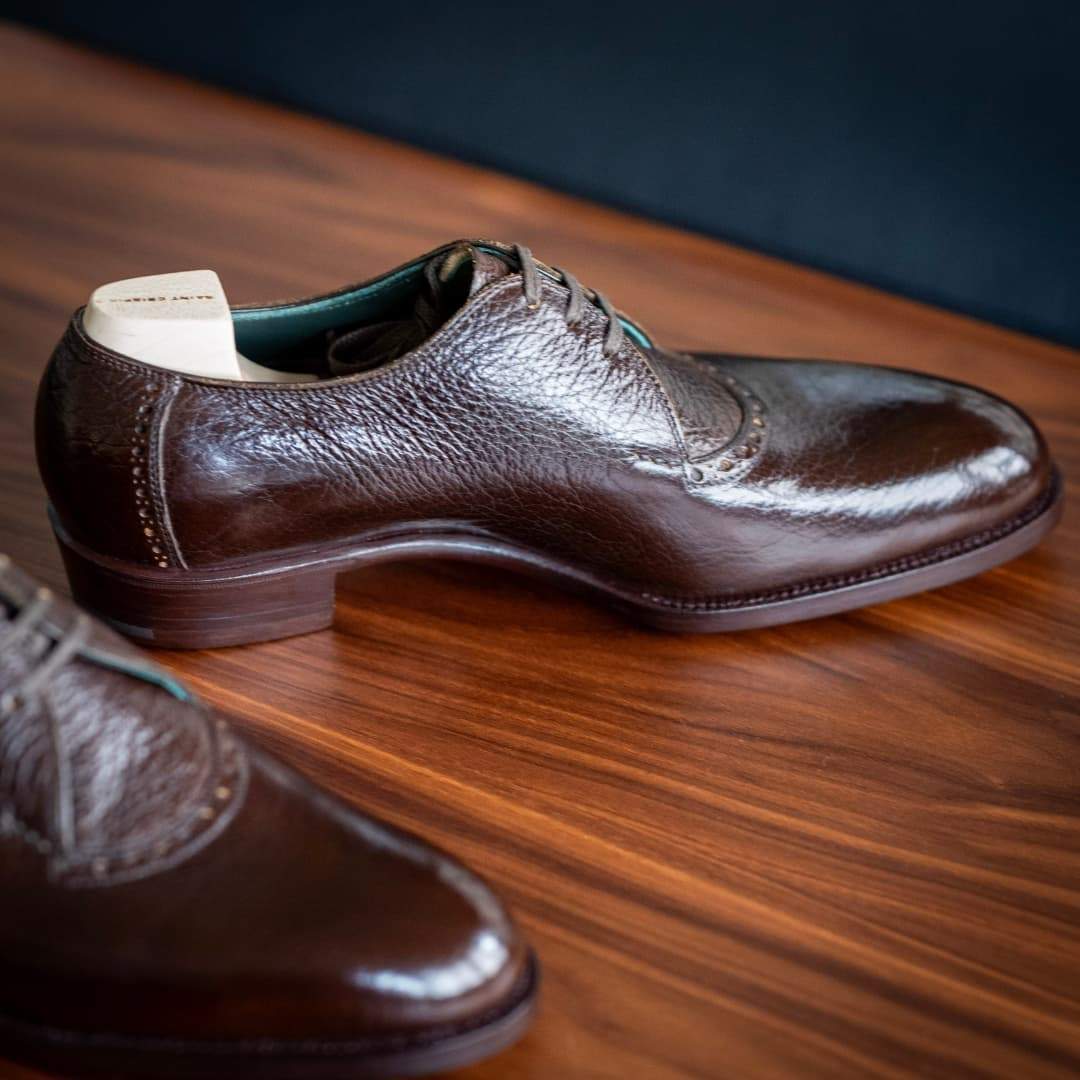 Genuine Leather Men's Crocodile Pattern Brown Leather Shoes