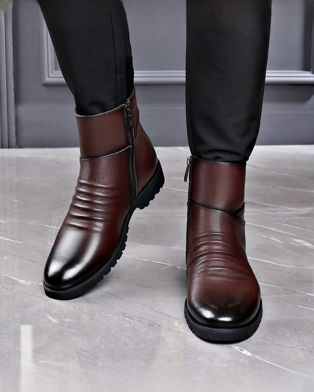 Natural Leather Non-slip Rubber Sole Leather Boots