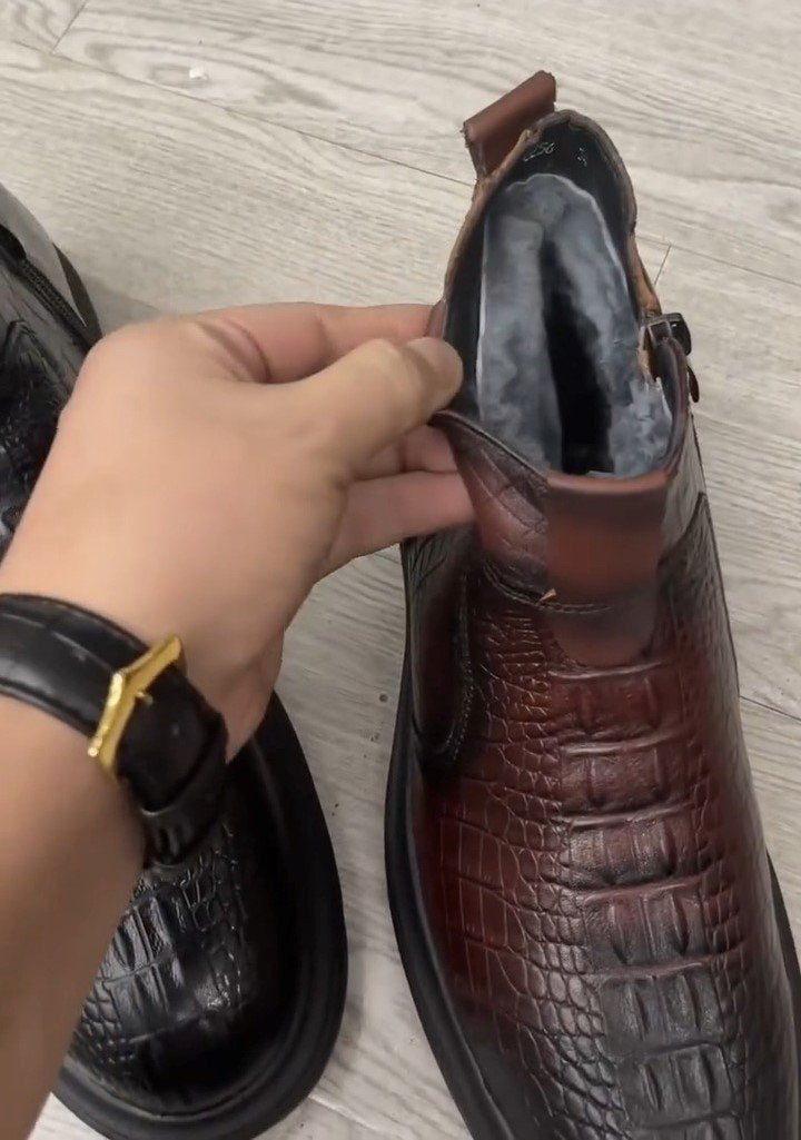 Handmade Leather Plush Warm Boots