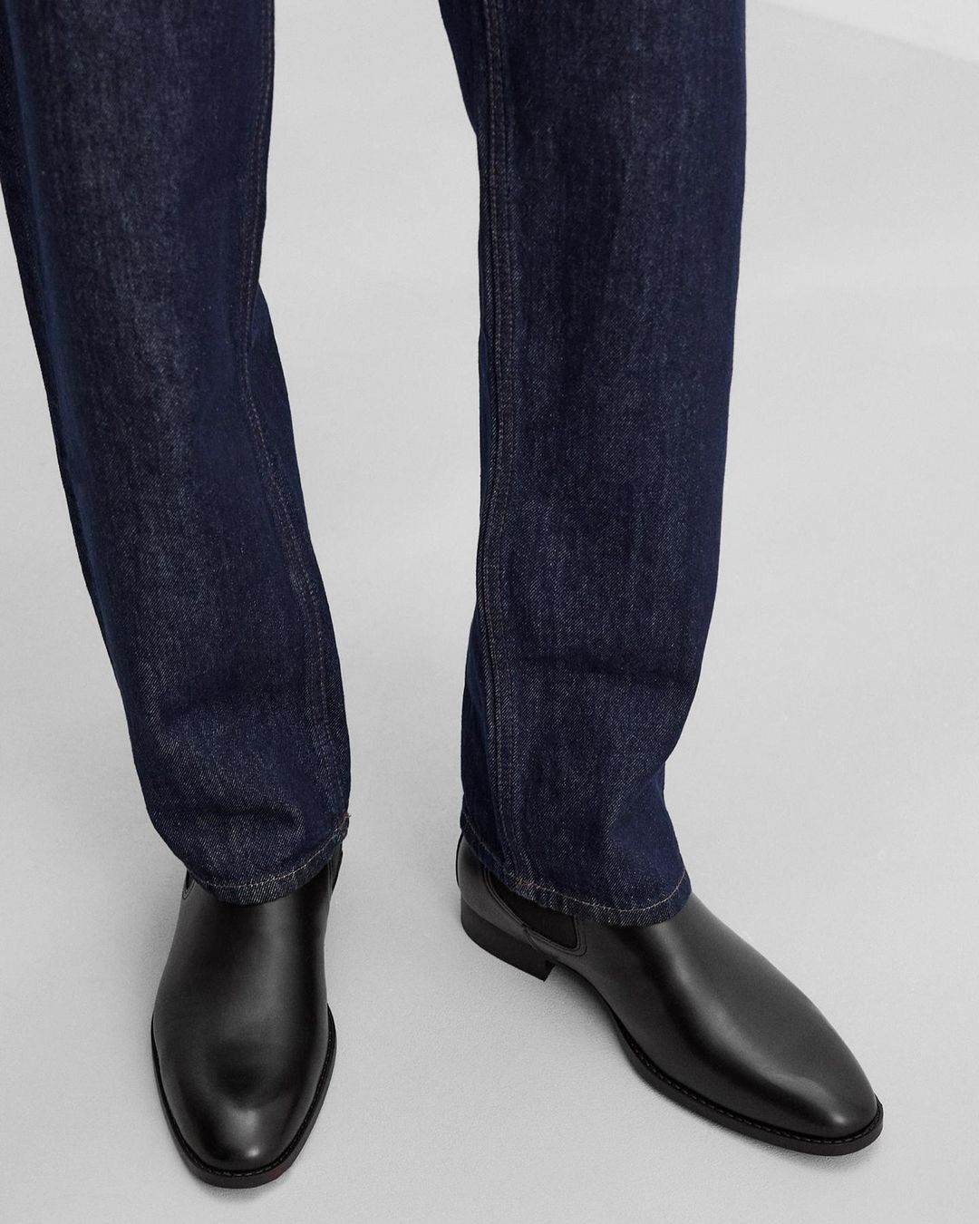 Men's Classic Black Leather Mid-calf Ankle Boots