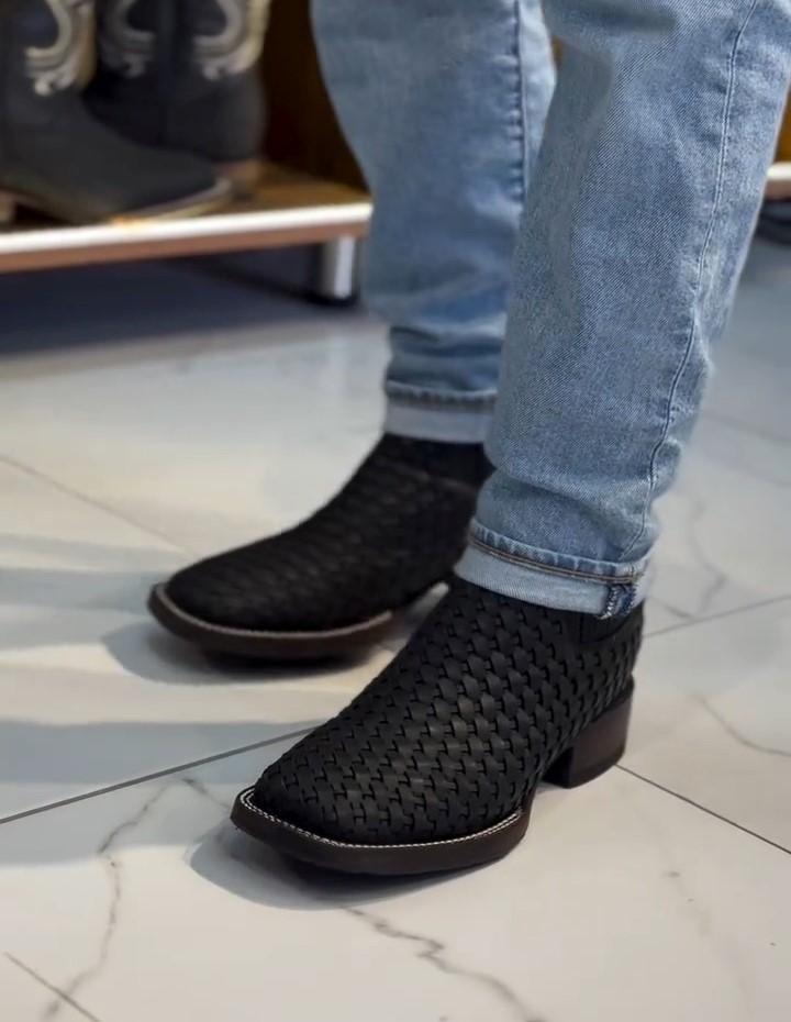 Classic Black Crocodile Leather Boots