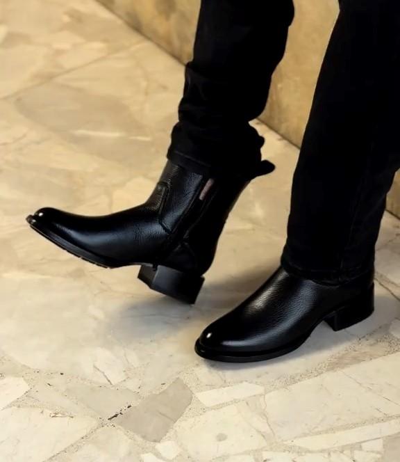 Men's Classic Black Leather High Boots