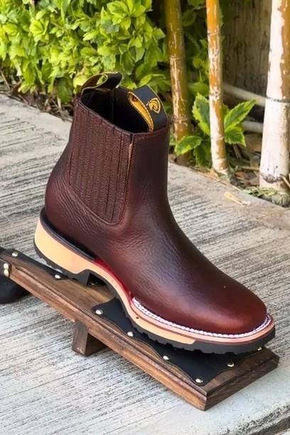 Men's Brown Square Toe Cowboy Leather Boots
