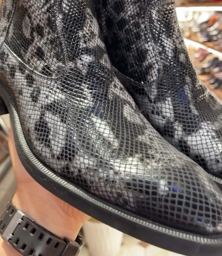 Men's Handmade Black Snakeskin Boots