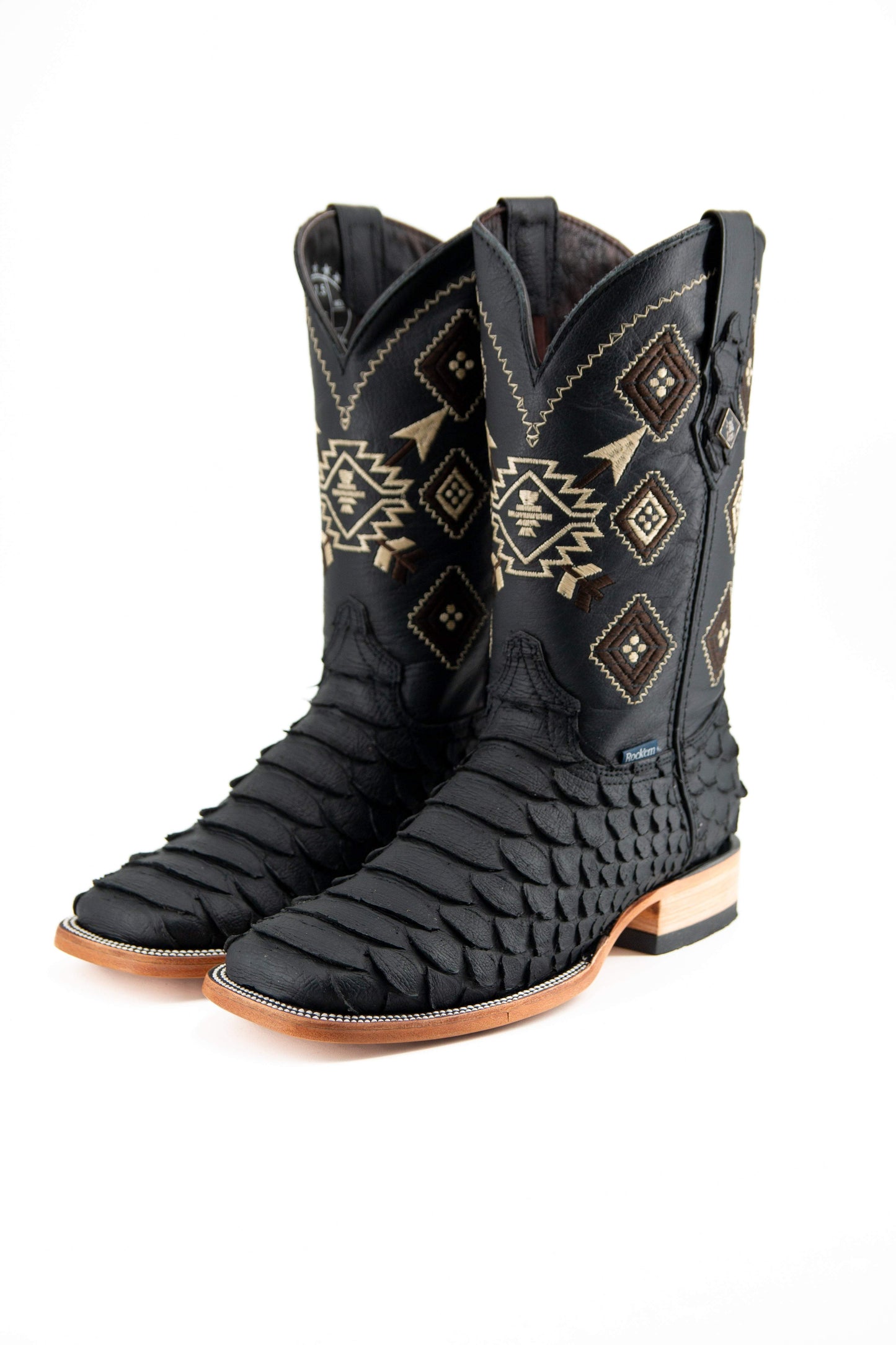 Men CowBoy Boots Black Matte