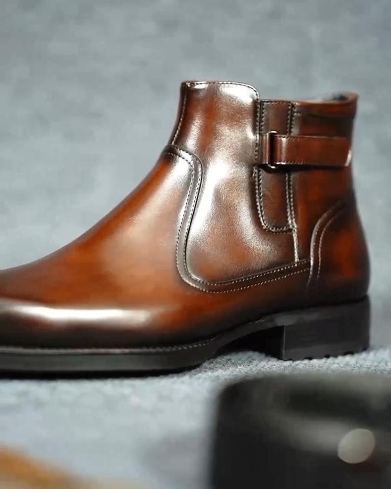 Handcrafted Leather Zip-Up Ankle Boots